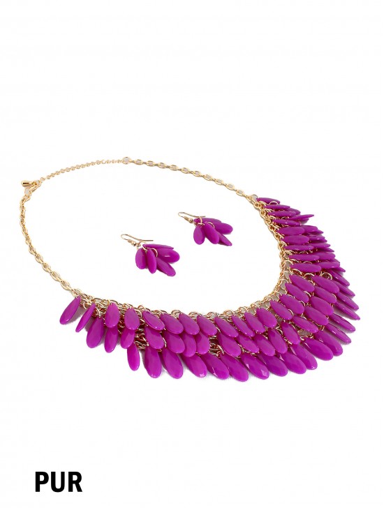COLOUR BEAD NECKLACE WITH EARRING SET